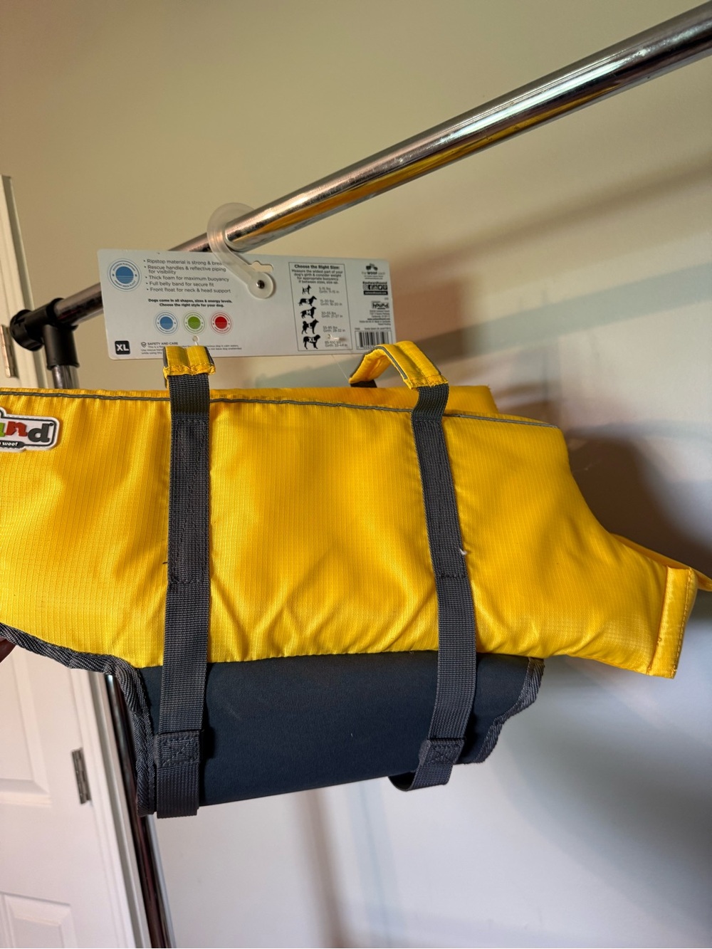 Outward Hound Bright Yellow Dog Life Vest with Black Trim - Picture 5 of 9
